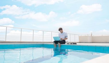 remote working abroad stock image